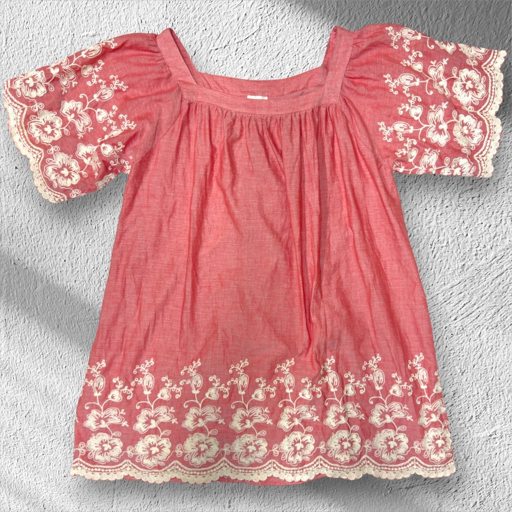 Hayden Los Angeles Coral Embroidered Cotton Dress Plus Size 1XL Boho Cottagecore